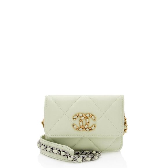 Chanel Lambskin 19 Flap Coin Purse on Chain - Picture 1 of 12